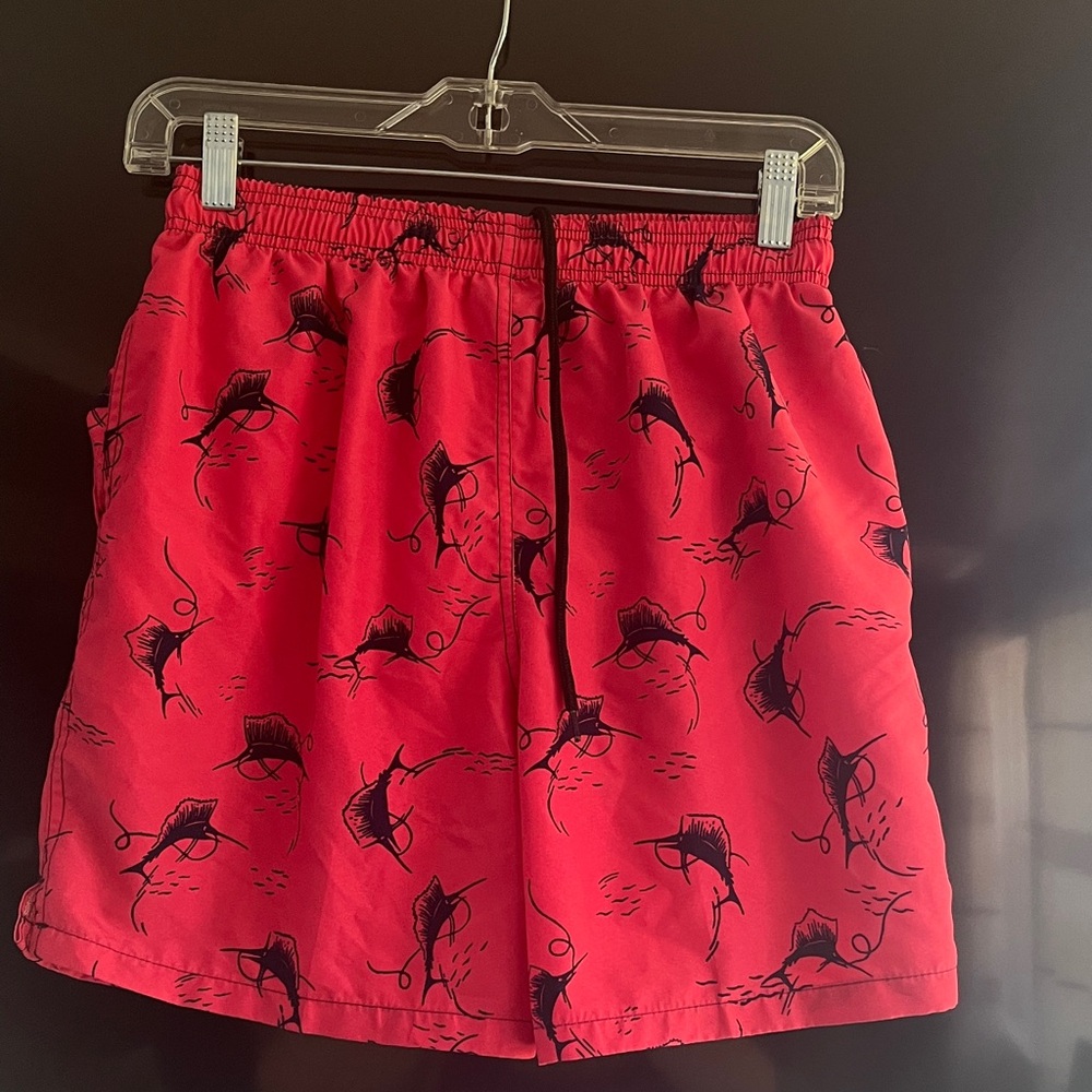 Swimming Shorts with dark blue Fish Print